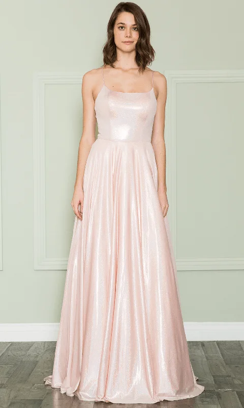 High-Low Dress Poly USA 8766 - Shimmering Fabric A-line Gown