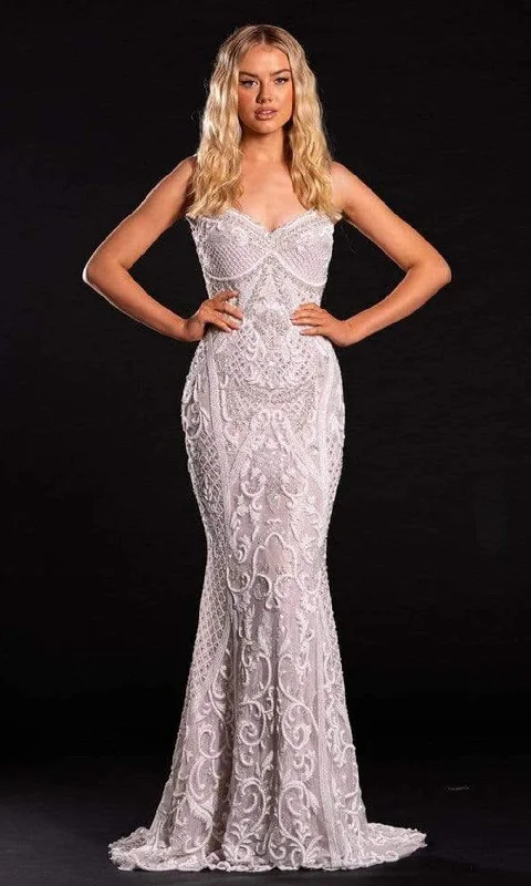 Vintage Gown Portia and Scarlett - PS21502C Embellished V Neck Trumpet Dress