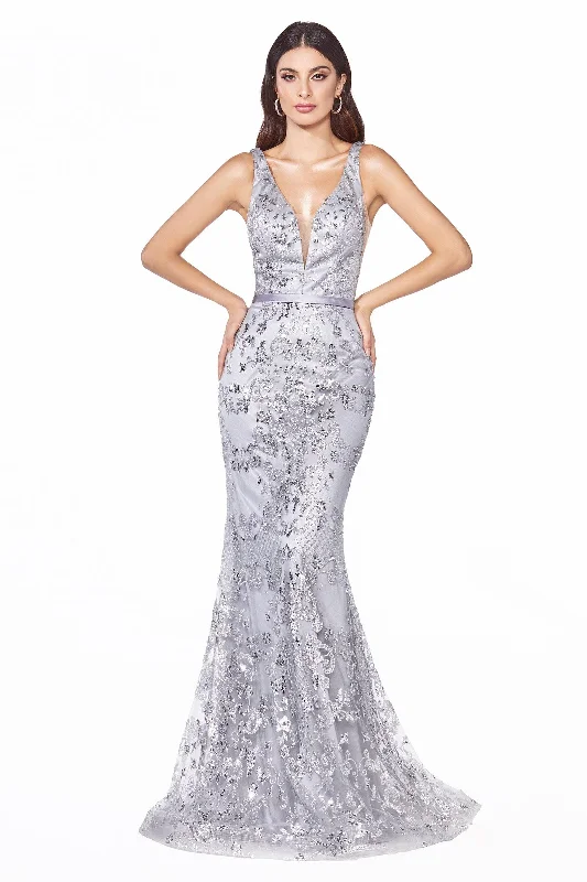 Empire Gown Cinderella Divine J785 Prom Long Formal Glitter Print Evening Dress