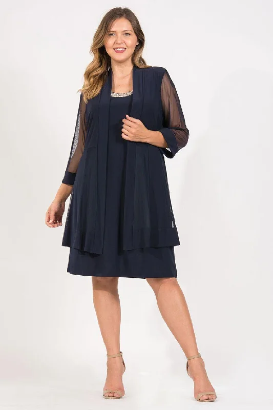 Full Skirt Dress R&M Richards 8442W Short Mother Of The Bride Plus Size Dress