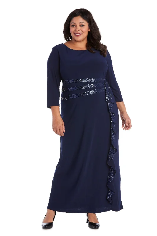 Pleated Gown R&M Richards 3780W Long Formal Plus Size Dress