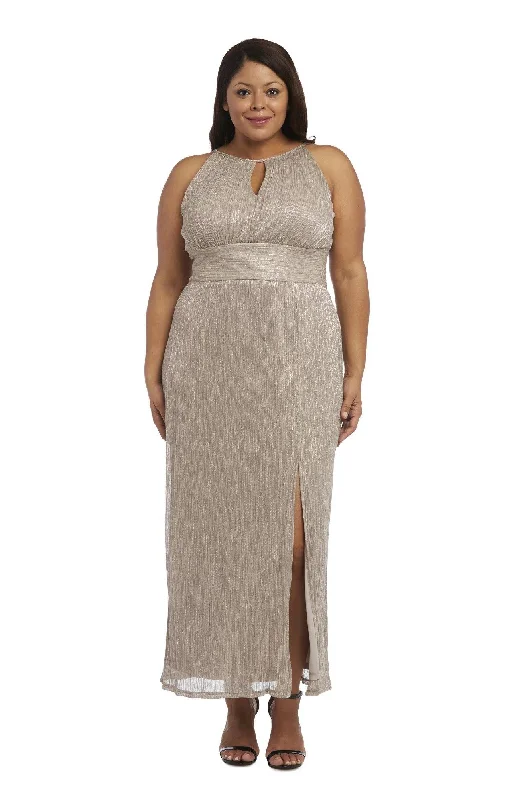Brocade Formal Dress R&M Richards 9283W Long Plus Size Metallic Dress