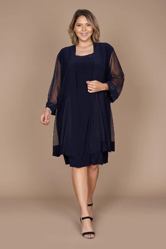 Floor-Sweeping Gown R&M Richards 8271W Short Mother Of Bride Plus Size Dress