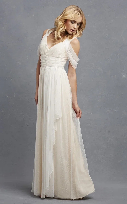Satin Slip Dress Romantic A-Line Tulle Sleeveless Gown With V-Neck - 100635