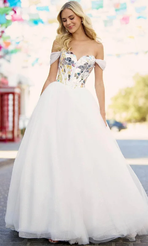 Royal Blue Dress Sherri Hill 55714 - Disc Mosaic Organza Ball Gown