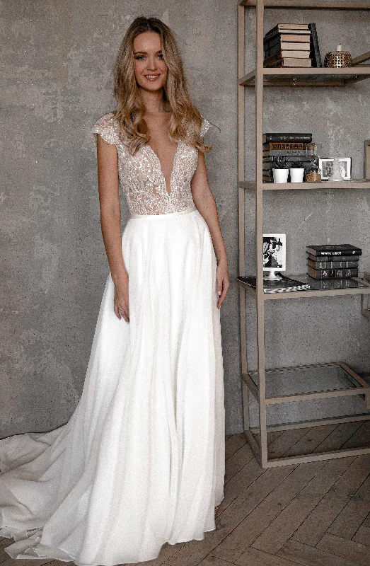 Couture Gown Chiffon Lace Wedding Dress Aviv Fly