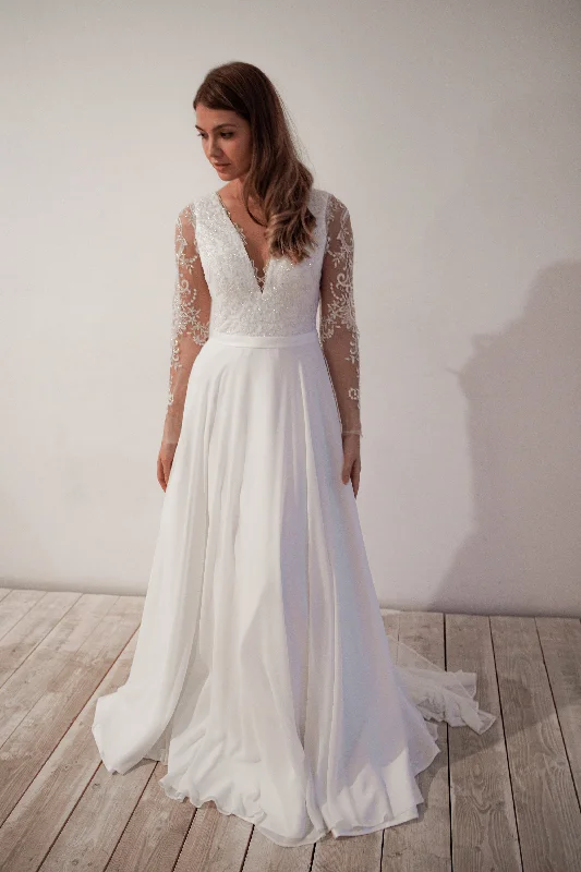 Fringe Gown Lace Chiffon Wedding Dress Troisty Fly