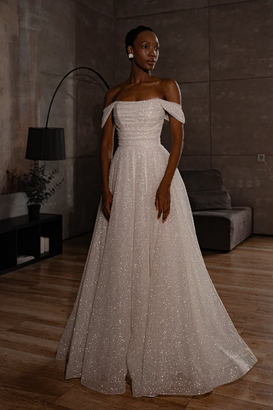 Bow Detail Dress Sparkle Wedding Dress Amelia