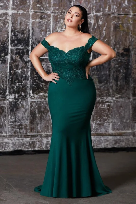 Vivid Color Gown Cinderella Divine CF158 Long Off Shoulder Formal Prom Dress Gown
