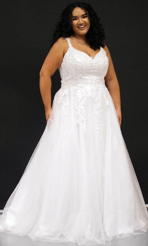 High Neck Dress Sydney's Closet Bridal SC5300 - Sleeveless V Neck Bridal Gown