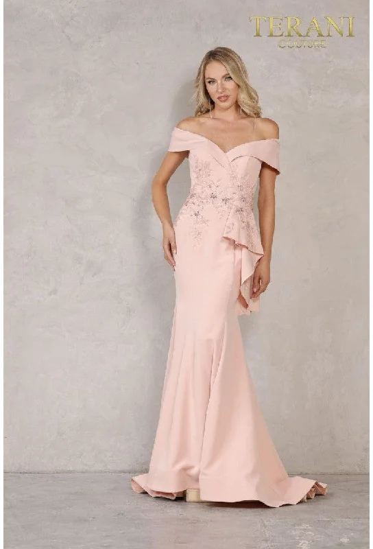 Halter Neck Dress Terani Couture 1911M9339 Blush S Sale