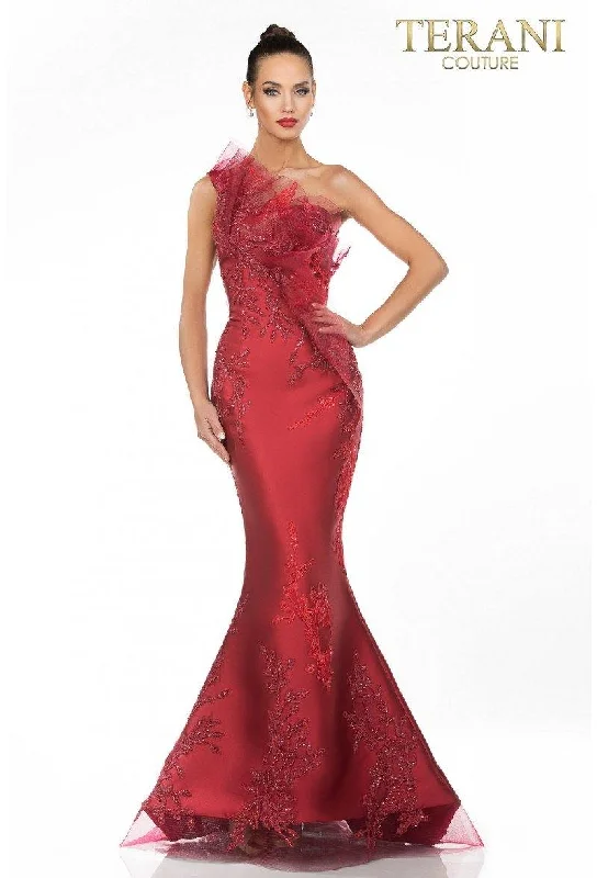 One-Shoulder Gown Terani Couture 1911E9095 Sexy Formal Long Prom Dress