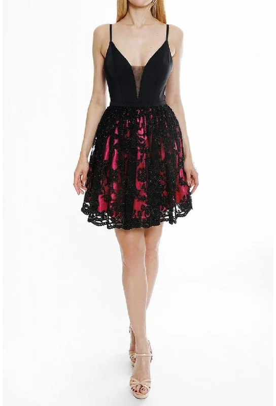 Vintage Lace Dress Terani Couture 1825H7932 Short Homecoming Dress