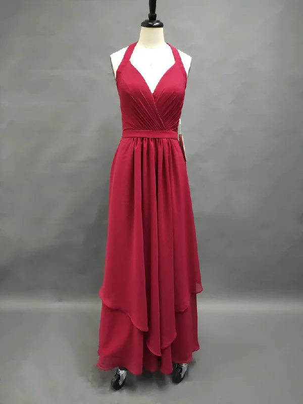 Fitted Formal Dress V-Neck Long Layered Gown With Pleats And Keyhole