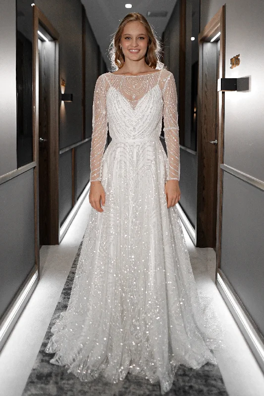 Classic Evening Dress 2 in 1 Sparkly Wedding Dress Tirion