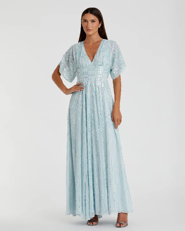 Classic Gown Embellished V Neck Evening Gown