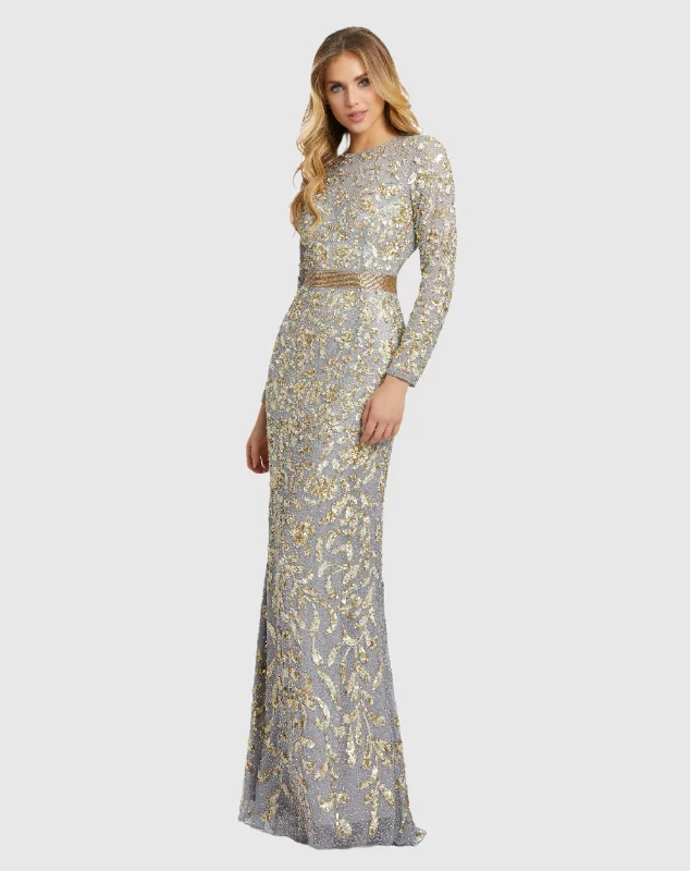 Princess Ball Gown Long Sleeve Embellished Gown