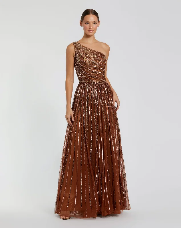 Maxi Formal Dress Embellished One Shoulder A-Line Gown