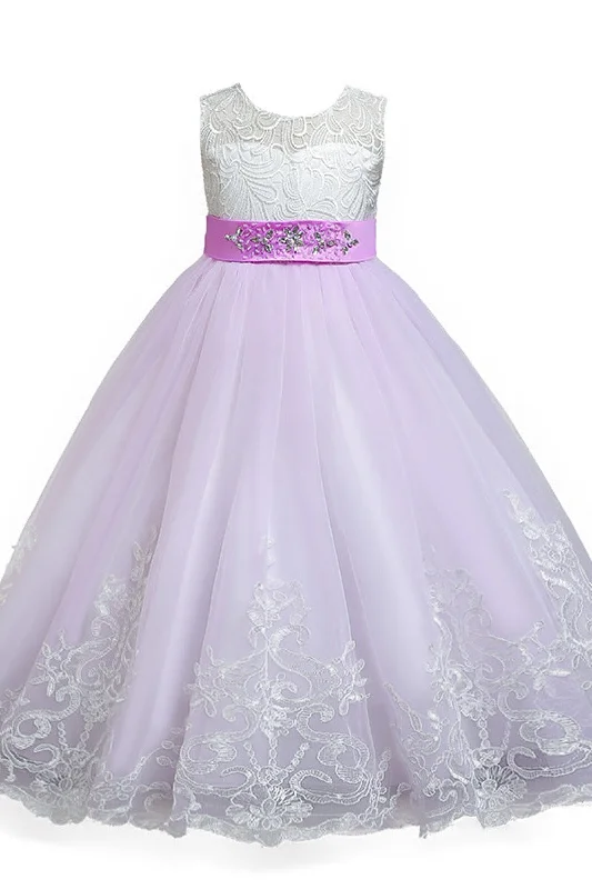 Fancy Evening Dress A-line floor length tulle lace flower girl dress 621667738228
