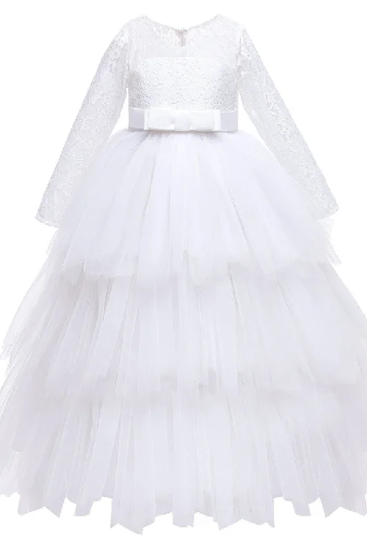 Formal Attire A-line floor length tulle lace flower girl dress  669800910735