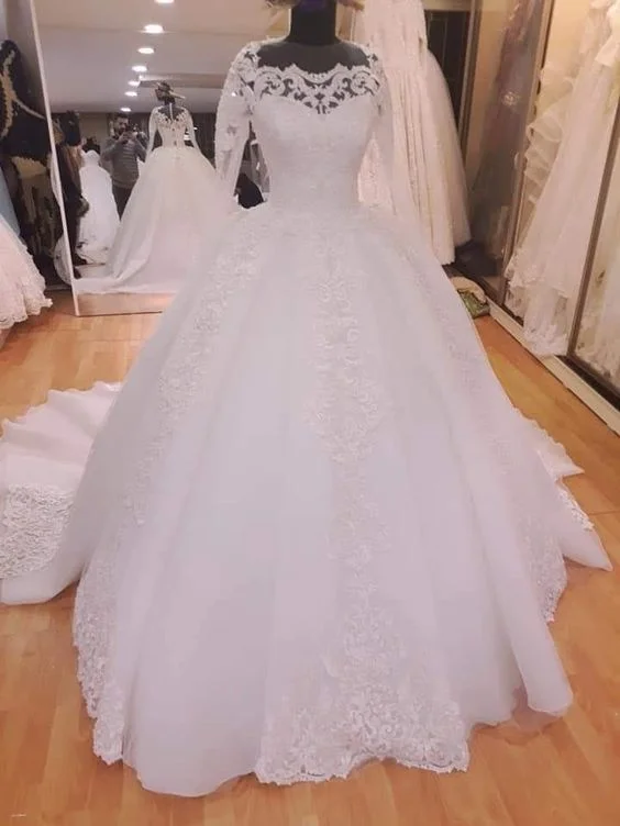 Glitter Dress A Line Lace Wedding Dresses Poofy Dress       fg4879