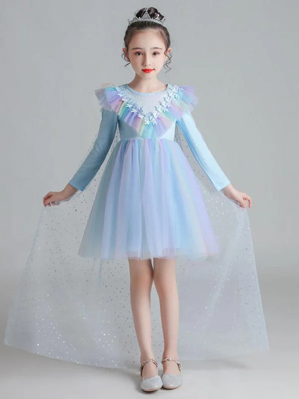 Formal Red Dress A-Line Tulle Sequins Flower Girl Dresses Polyester Sleeveless Knee-Length Kids Party Dresses