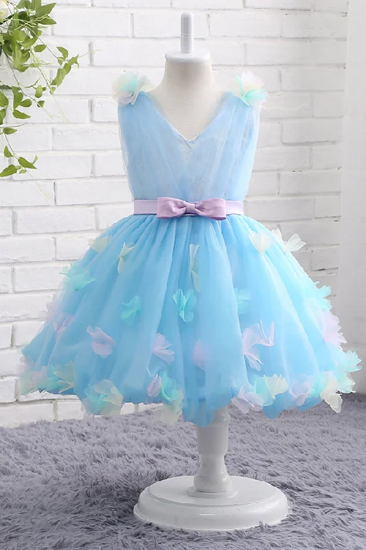 Timeless Satin Dress Adorable Appliques Flower Girl Dress with Ribbon Waist