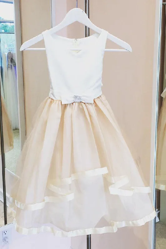 Floor-Length Dress Adorable Flower Girl Dress with Bowknot