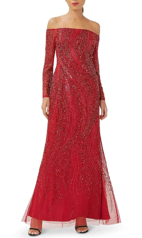 Pearl Embellished Gown Adrianna Papell AP1E210117 P - Beaded Off Shoulder Evening Gown
