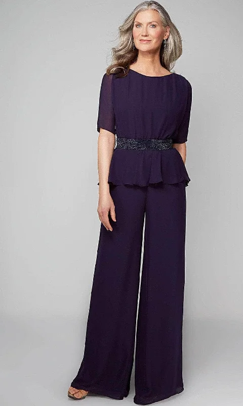 Prom Dress Alyce Paris 27576 - Short Sleeve Jewel Neck Jumpsuit