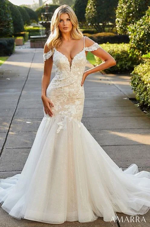 Backless Dress Amarra Bridal Alexa 84398 Lace Mermaid off the shoulder Wedding Gown Train V Neck Backless Dress Amarra Bridal Alexa 84398 Lace Mermaid off the shoulder Wedding Gown Train V Neck