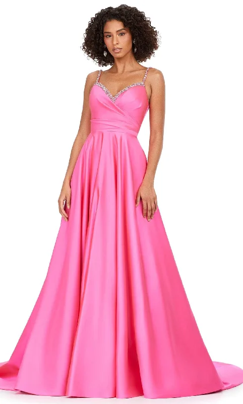 Elegant Beaded Dress Ashley Lauren 11267 - Jewel Trimmed Satin Ballgown
