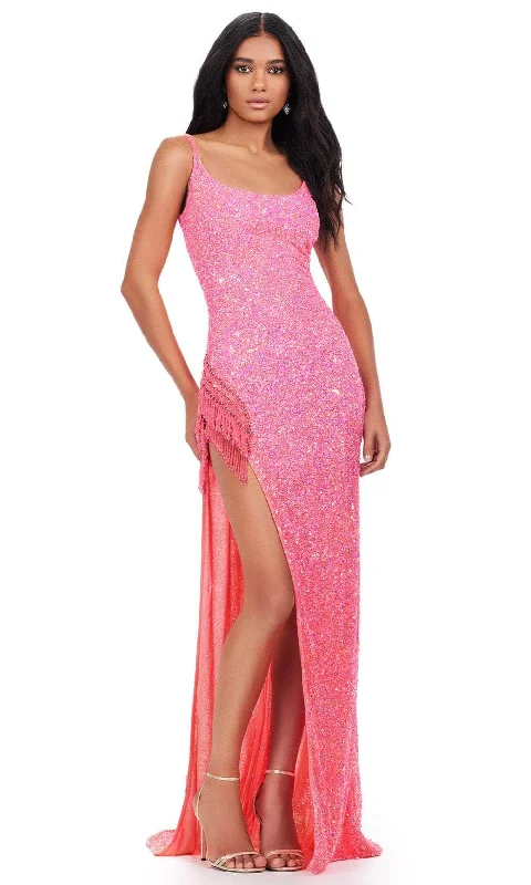 Pleated Gown Ashley Lauren 11357 - Scoop Fully Sequin Prom Gown