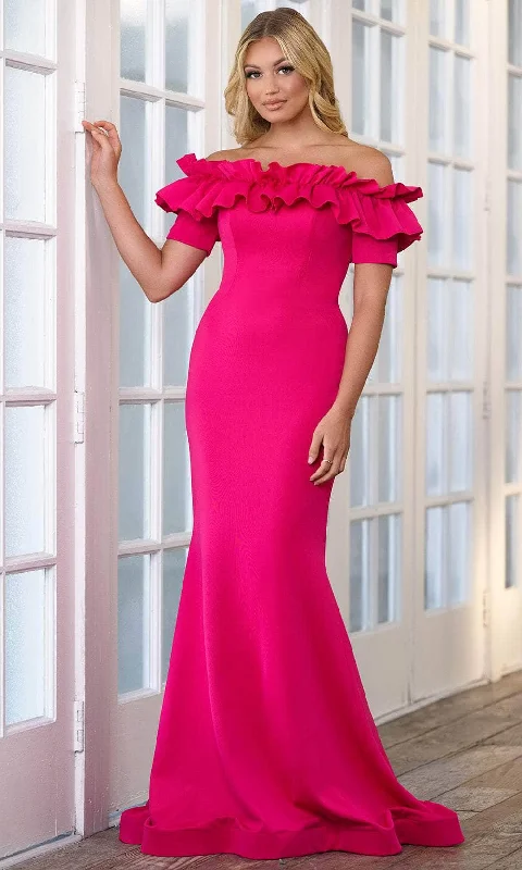 Ruffled Dress Ava Presley 39305 - Ruffled Off Shoulder Prom Gown