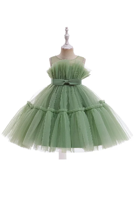 Luxury Dress Avocado Green Cute Girls' Dress