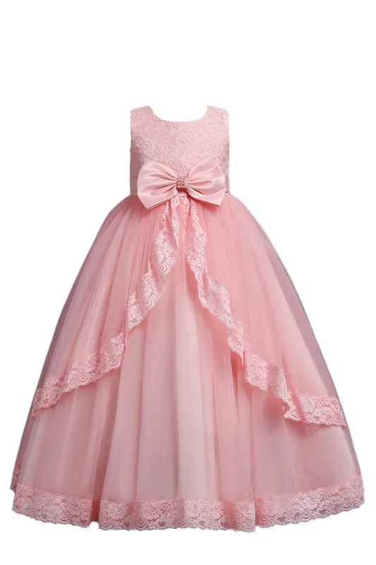 Timeless Satin Dress Ball gown floor length tulle lace flower girl dress 651053905430