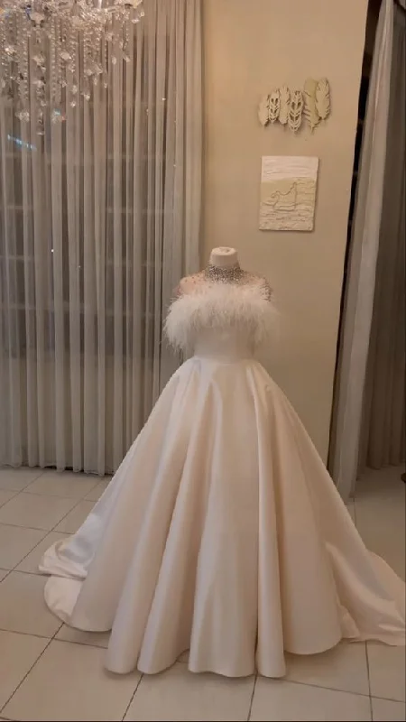 Lavish Evening Gown Ball Gown Wedding Dresses Long White Prom Gown   fg4458