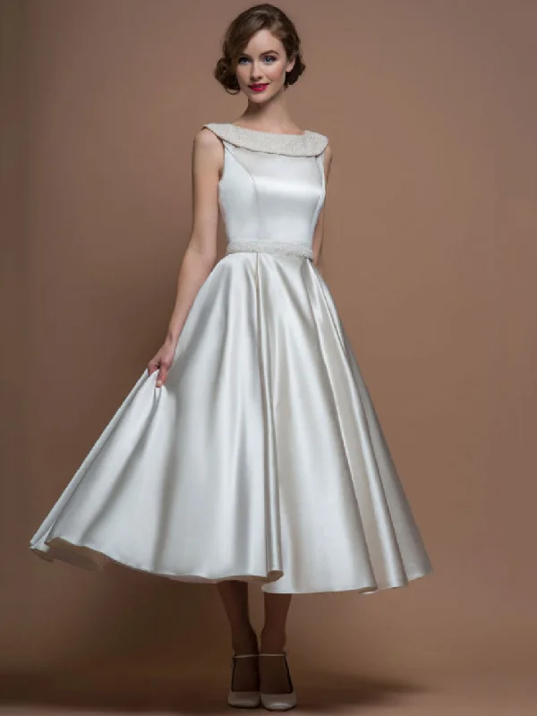 Couture Gown Bateau Sleeveless Satin Tea-length A-line Dress With jewels-MK_705290 Couture Gown Bateau Sleeveless Satin Tea-length A-line Dress With jewels-MK_705290