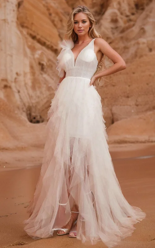 Cocktail Dress Beach Sexy Ethereal A-Line Ruffle Wedding Dress Romantic Elegant Lace-Up Straps Tulle Bridal Gown Cocktail Dress Beach Sexy Ethereal A-Line Ruffle Wedding Dress Romantic Elegant Lace-Up Straps Tulle Bridal Gown