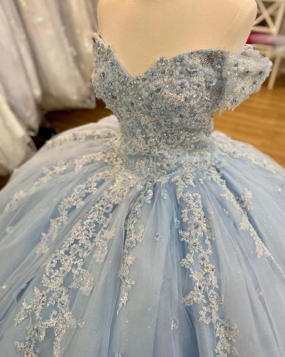 Regal Ball Gown Blue Wedding Dresses Ball Gown Prom Dresses   fg2445