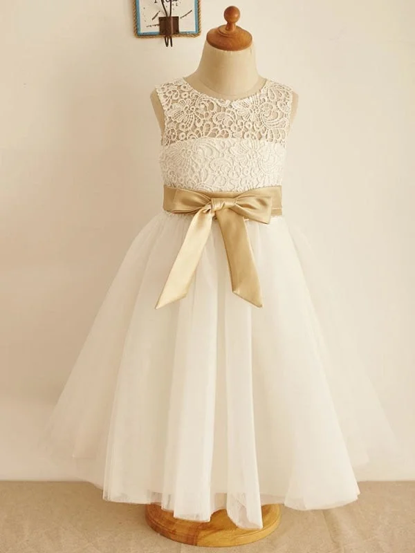 Designer Gown Boho Little Girl Dress Flower Girl Dresses Jewel Neck Sleeveless Sash Kids Social Party Dresses