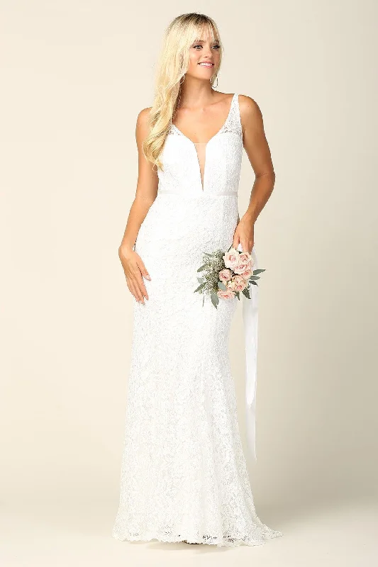 Peplum Dress Bridal Long Sleeveless Lace Wedding Dress Sale