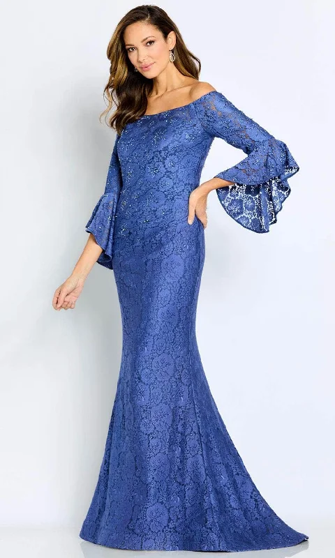 Simple Formal Dress Cameron Blake CB103 - Bell Sleeve Lace Evening Gown