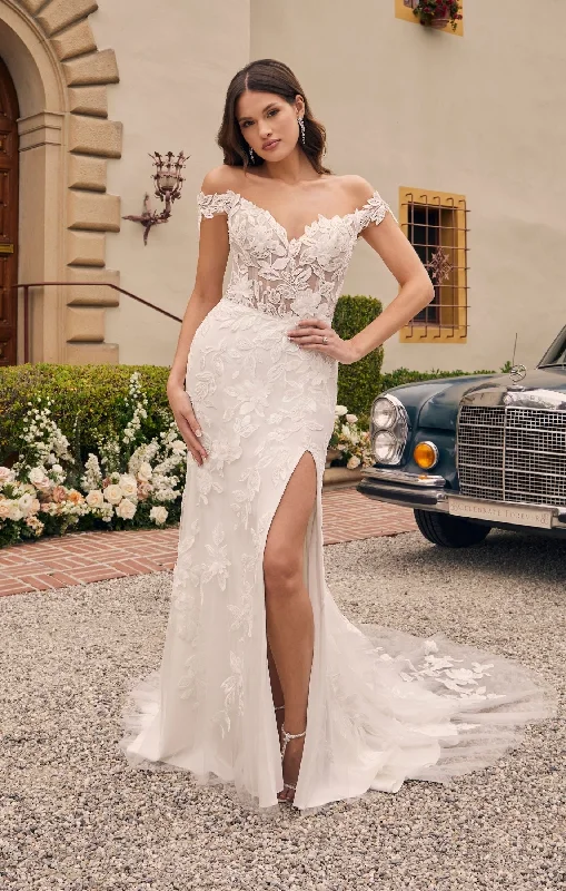 High Neck Dress Casablanca Bridal 2541 Augustine A-Line Off The Shoulder 3D Floral Appliques Sheer Corset Train Slit Wedding Gown High Neck Dress Casablanca Bridal 2541 Augustine A-Line Off The Shoulder 3D Floral Appliques Sheer Corset Train Slit Wedding Gown