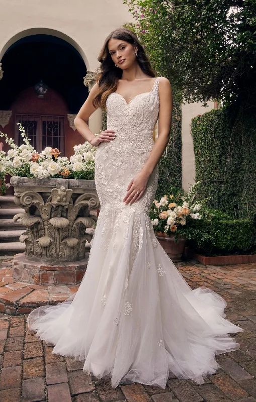 Evening Gown Casablanca Bridal 4546 Sylvie Mermaid Sweetheart Neckline Tulle Floral Lace Train Wedding Gown Evening Gown Casablanca Bridal 4546 Sylvie Mermaid Sweetheart Neckline Tulle Floral Lace Train Wedding Gown