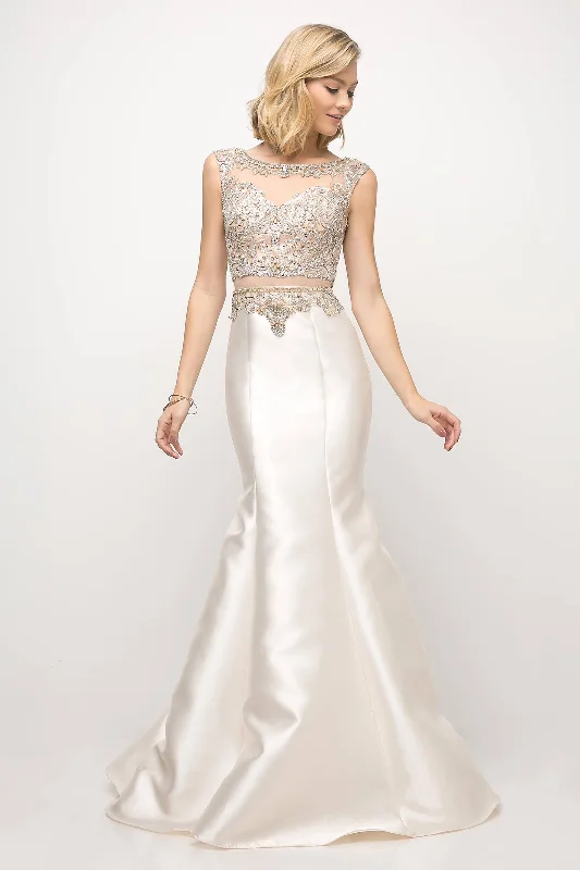 Drape Sleeve Dress Cinderella Divine CD8990 Prom Long Cap Sleeve Mermaid Evening Dress