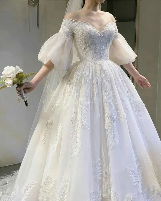 Stunning Party Dress Charming Lace Vintage Fashion Modest Wedding Dresses    fg2570