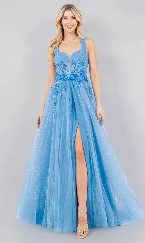 Sparkly Dress Cinderella Couture 8076J - Sleeveless Halter Neck Prom Dress