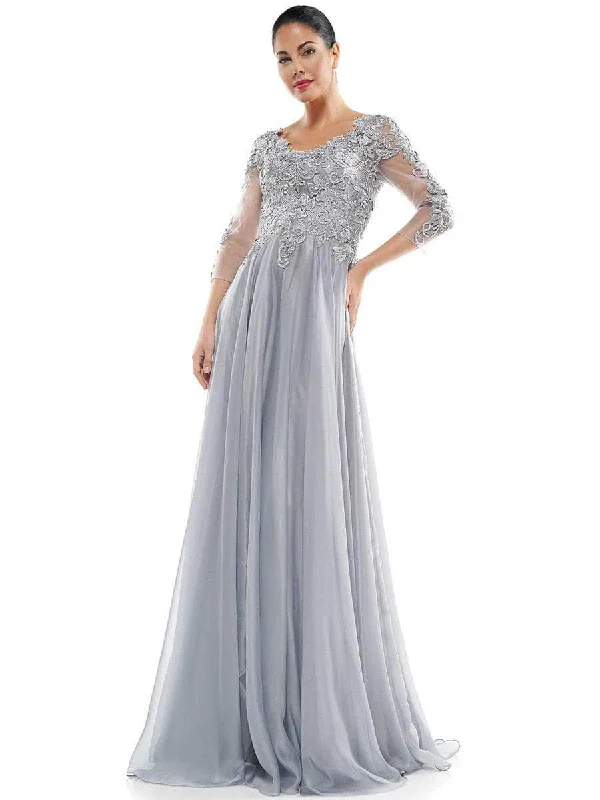 Fitted Formal Dress Colors Dress M281 - Quarter Sleeve Embroidered Evening Dress