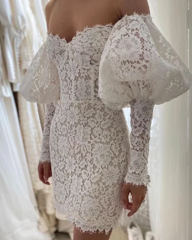 Brocade Formal Dress Custom Short Dresses, Lace Wedding Dress   fg3304